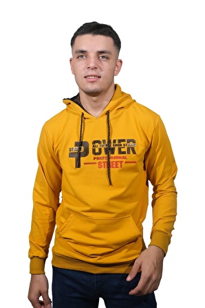 Erkek Power Sarı Kapüşonlu Sweatshirt -205