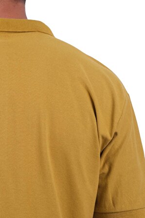 Erkek Polo Yaka Leaf Pastel Sarı Tişört