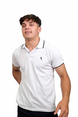 Erkek Polo Yaka Truva Beyaz Tişört