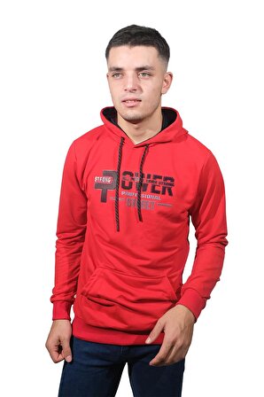 Erkek Power Kırmızı Kapüşonlu Sweatshirt -204
