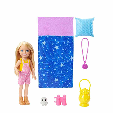 Barbie Chelsea'nin Kamp Macerası Oyun Seti (15 cm, sarışın) Hdf77