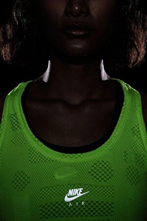 Nike Air Dri Fit Mesh Running Tank Nefes Alabilen Yeşil Kadın Atlet DD