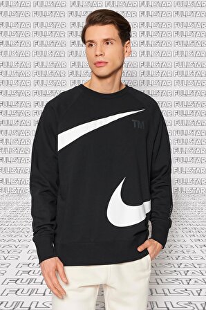 Nike Swoosh T. M. Fleece Crew Black Erkek Sweatshirt Siyah