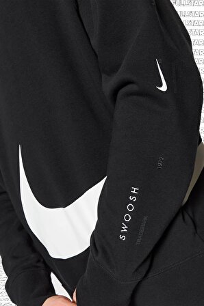 Nike Swoosh T. M. Fleece Crew Black Erkek Sweatshirt Siyah