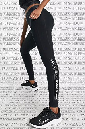 Nike Pro Dri Fit Grappic Leggings Black Toparlaycı Kadın Taytı Siyah