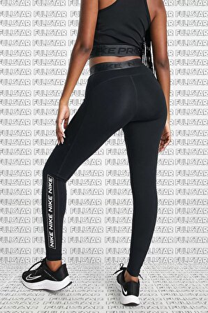 Nike Pro Dri Fit Grappic Leggings Black Toparlaycı Kadın Taytı Siyah