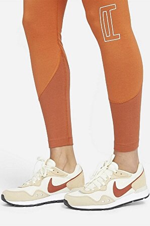 Nike Air High Rise Leggings Tight Fit Yüksek Belli Pamuk Polyester Tayt Turuncu