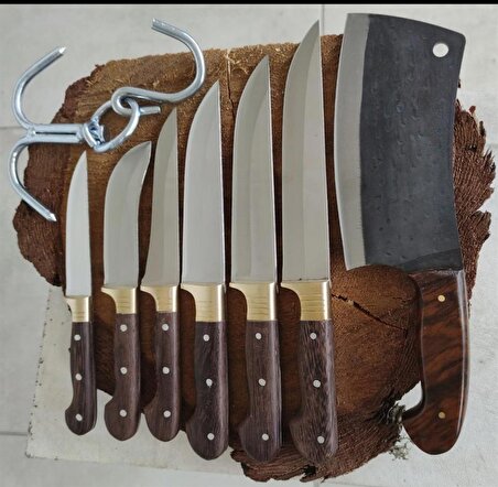 Venge Saplı 3'lü Set Kasap,Kurban ve Mutfak Seti Bıçağı 
