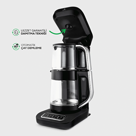 Karaca Robotea Pro 4 in 1 Konuşan Cam Çay Makinesi Black Chrome