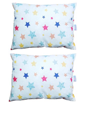 Yastık 2 Adet Bebek Çocuk 30x40 cm Pamuk Kumaş Renkli Yıldızlar
