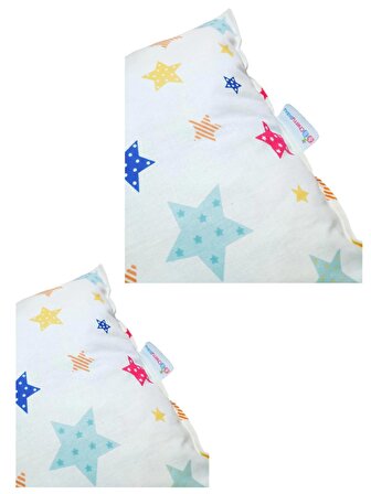 Yastık 2 Adet Bebek Çocuk 30x40 cm Pamuk Kumaş Renkli Yıldızlar