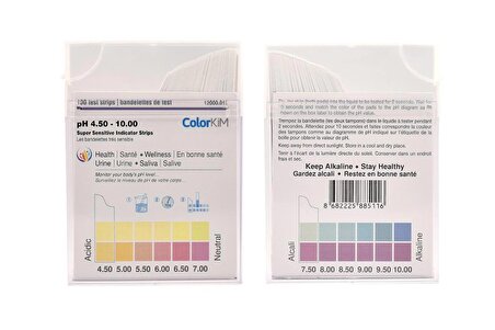 Colorkim Ph 4,5-10 Ölçer Test Kağıtları + Turnisol Ph Test Kiti Çubukları Kutu Içerisinde Ölçüm Çubuğu 100'lü Colorkim