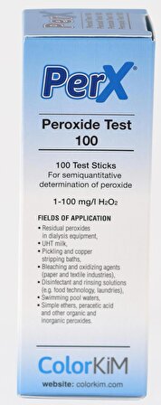 Yerli, PERX - Hidrojen Peroksit Test 100 Çubukları / 100 adet / Hidrojen Peroksit kalıntısını tespit etmek kolay! Colorkim