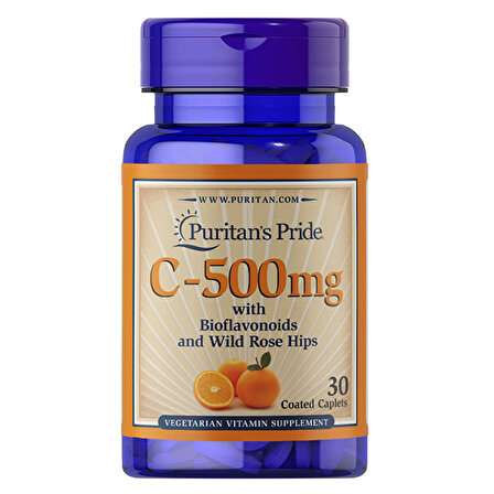 Puritan's Pride Vitamin C-500 mg with Bioflavonoids and Rose Hips 30 Tablet - AROMASIZ