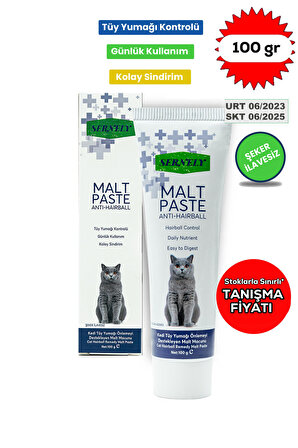 Sernely Anti-hairball Malt Paste 100gr (Tüy Yumağı Önleyici) + Multi Paste 100gr (Multivitamin Kedi Vitamini Macunu)