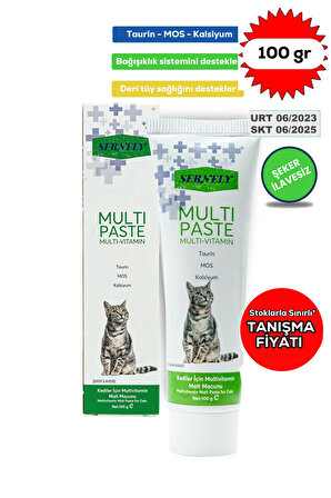 Sernely Anti-hairball Malt Paste 100gr (Tüy Yumağı Önleyici) + Multi Paste 100gr (Multivitamin Kedi Vitamini Macunu)