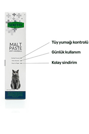 Sernely Anti-hairball Malt Paste 100gr (Tüy Yumağı Önleyici) + Multi Paste 100gr (Multivitamin Kedi Vitamini Macunu)