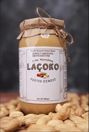 LAÇOKO 4 Kg İsme – Kişiye Özel Şekersiz, Saf, Katkısız Fıstık Ezmesi Glutensiz, Vegan, Doğal Çifte Kavrulmuş Yer Fıstığı Ezmesi (4 KG) Peanut Butter