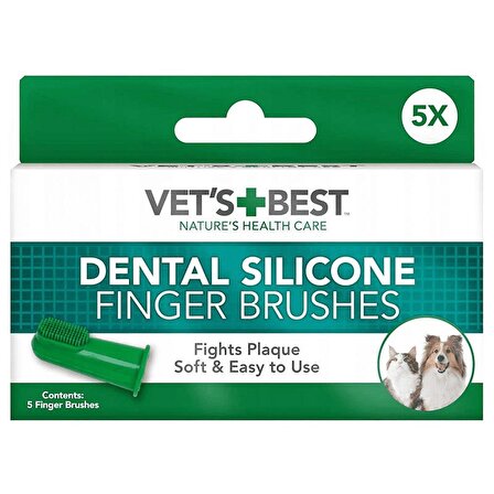 VET'S BEST Kedi Köpek Silikon Başlıklı Parmak Diş Fırçası 5,5 cm 5 li