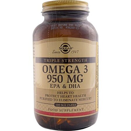 Solgar Omega 3 950 Mg 100 Softgels Balık Yağı