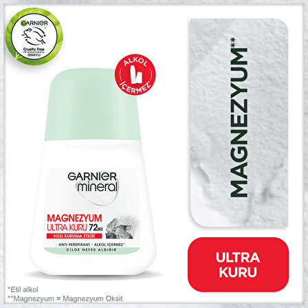 Garnier Magnezyum Ultra Kuru Antiperspirant Ter Önleyici Leke Yapmayan Kadın Roll-On Deodorant 50 ml