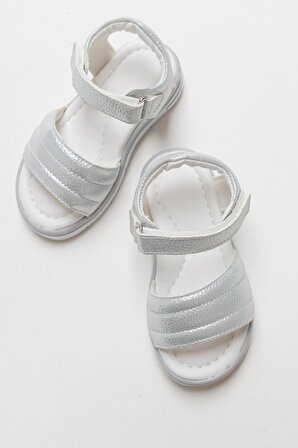 Mnpc Kız Çocuk Gümüş Ortopedik Destekli Çocuk Sandalet 