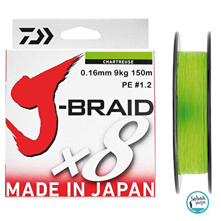 Daiwa J Braid PE 8X İp Misina 0.16mm 9kg 150mt Açık Yeşil