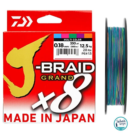 Daiwa J-Braid Grand PE 8X İp Misina 0.18mm 12.5kg 300mt Multicolor