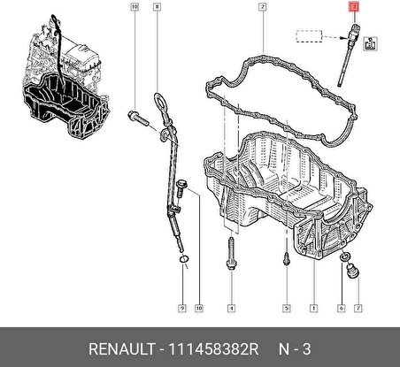 Laguna 3 Trafic 3  Yağ Sonda Müşürü (2.0 Dci M9R) 111458382R