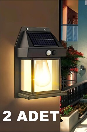 2 Adet Suya Dayanıklı Hareket Sensörlü Güneş Enerjili Solar LED Dış Mekan Bahçe Lambası