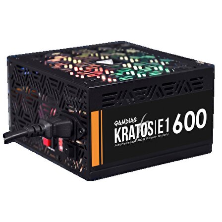 GAMDIAS KRATOS E1-600, 600W, RGB, GAMING PSU (BOX)