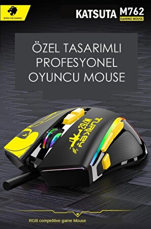 Katsuta M-762 4800DPI Rgb Gaming Oyuncu Mouse - Siyah