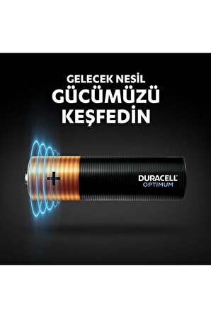 Duracell Optimum AA Alkalin Pil, 1,5 V LR6 MN1500, 12’li paket ve Led Işık