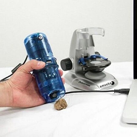 Celestron Amoeba Çift Amaçlı Dijital Mikroskop Mavi (44325)