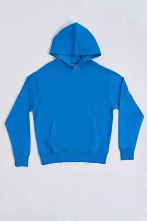 The Recolor Organik Kapüşonlu Uzun Kollu Erkek Sweatshirt - Mavi