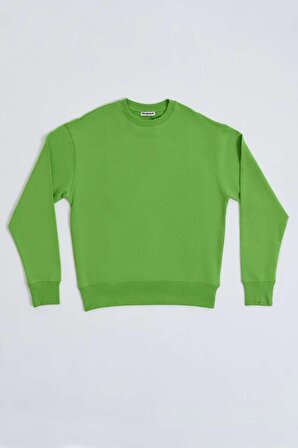 The Recolor Organik Uzun Kollu Yuvarlak Yaka Erkek Sweatshirt - Yeşil