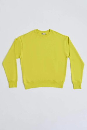 The Recolor Organik Uzun Kollu Yuvarlak Yaka Erkek Sweatshirt - Sarı