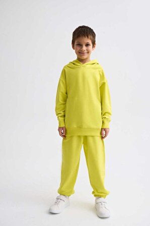 The Recolor Organik Kapüşonlu Uzun Kollu Erkek Çocuk Sweatshirt - Sarı