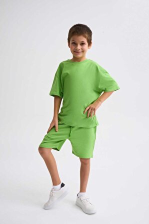 The Recolor Organik Kısa Kollu Yuvarlak Yaka Erkek Çocuk Tişört - Yeşil