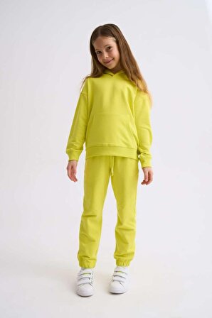 The Recolor Organik Kapüşonlu Uzun Kollu Kız Çocuk Sweatshirt - Sarı