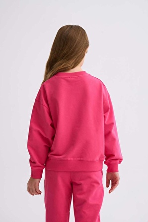 The Recolor Organik Uzun Kollu Kız Çocuk Sweatshirt - Pembe