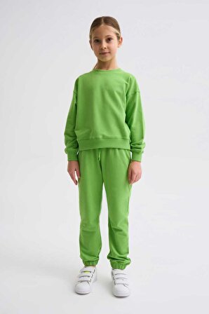 The Recolor Organik Uzun Kollu Kız Çocuk Sweatshirt - Yeşil