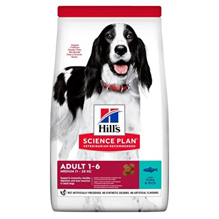 Hill's Science Plan Medium Adult Ton Balıklı ve Pirinçli 12 kg Yetişkin Köpek Maması