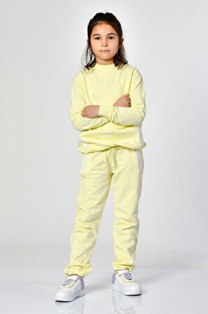 Noori Noori Cepli, Fermuarlı Kız Çocuk Eşofman Altı  - Limon Sarısı