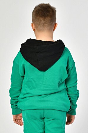 Noori Noori Cepli Kapüşonlu Erkek Çocuk Sweatshirt  - Yeşil