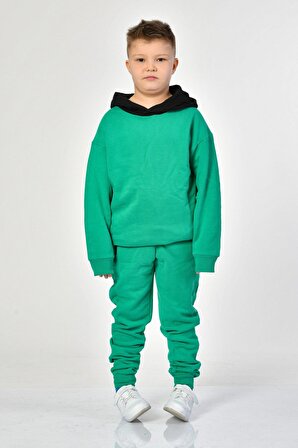Noori Noori Cepli Kapüşonlu Erkek Çocuk Sweatshirt  - Yeşil