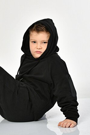 Noori Noori Kapüşonlu Erkek Çocuk Sweatshirt  - Siyah