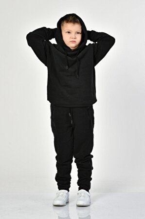 Noori Noori Kapüşonlu Erkek Çocuk Sweatshirt  - Siyah