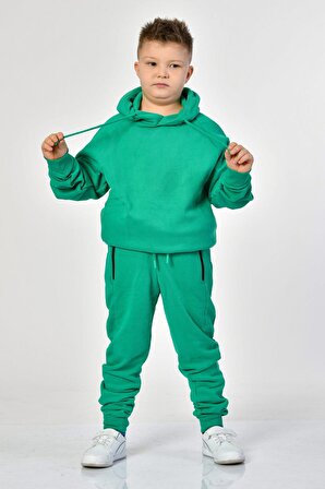 Noori Noori Kapüşonlu Erkek Çocuk Sweatshirt  - Yeşil