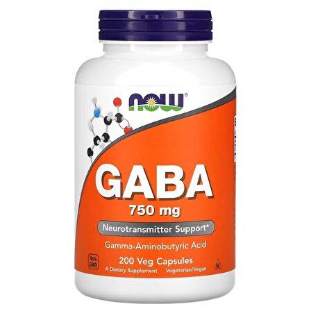 NOW Foods GABA 750 mg 200 Vegetarian Capsul